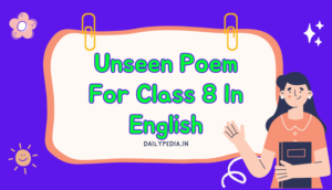 Unseen Poem For Class 8 In English