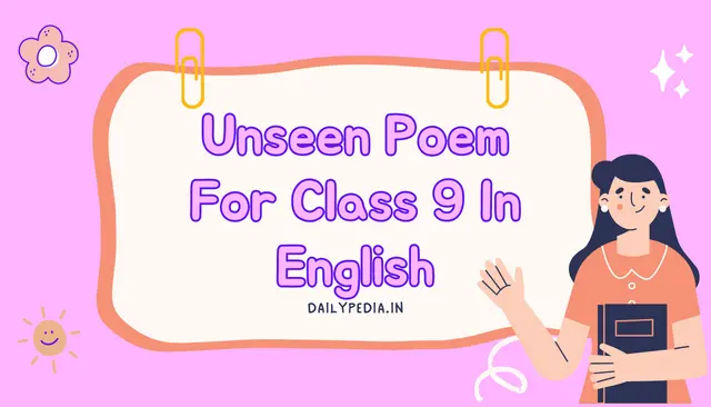 Unseen Poem For Class 9 In English